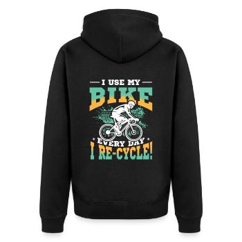 J’utilise mon vélo tous les jours où je fais du vélo, du vélo. - Veste à capuche bio Premium Unisexe - noir - Dos - Nico (187cm)