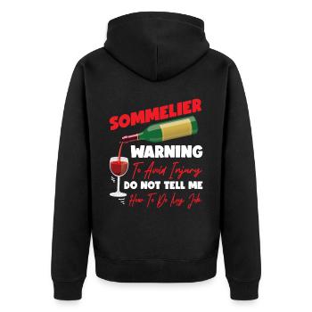 Sommelier Wine Drinking Tasting - Unisex Premium Bio Zip Hoodie - Schwarz - Hinten - Nico (187cm)