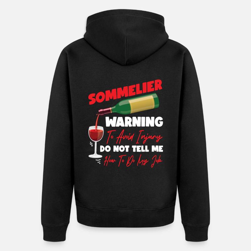 Sommelier Wine Drinking Tasting - Unisex Premium Bio Zip Hoodie - Schwarz