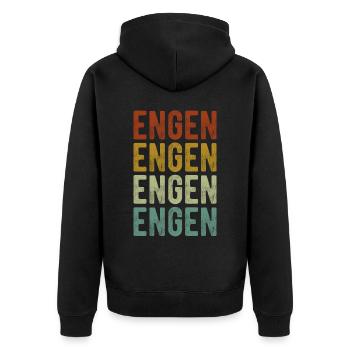 Engen Stadt Retro Vintage - Unisex Premium Bio Zip Hoodie - Schwarz - Hinten - Nico (187cm)