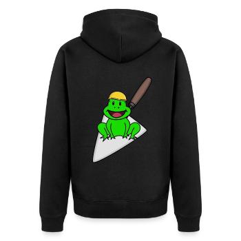 Handwerker Frosch Maurer Maurerkelle Baustelle Bau - Unisex Premium Bio Zip Hoodie - Schwarz - Hinten - Nico (187cm)