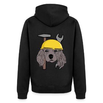 Tête de chien Casque de sécurité de chien Chantier de construction Enfant commercial - Veste à capuche bio Premium Unisexe - noir - Dos - Nico (187cm)