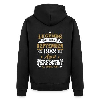 Born September 1982 Birthday Gift - Unisex Premium Organic Zip Hoodie - black - Back - Nico (187cm)