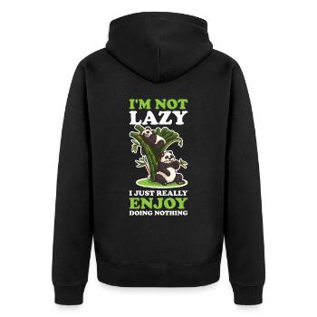 In Need Lazy Panda Bear Gift - Unisex Premium Organic Zip Hoodie - black - Back - Nico (187cm)