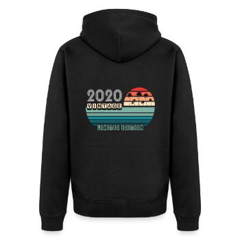 Vintage Geburtstag Geburtstag Retro 2020 Limited - Unisex Premium Bio Zip Hoodie - Schwarz - Hinten - Nico (187cm)