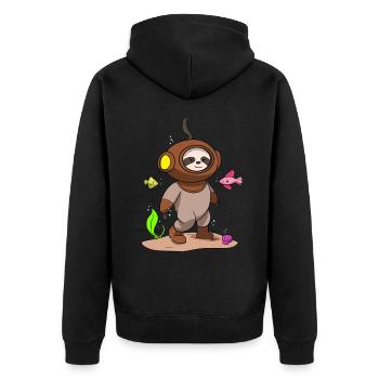 Scuba Diving Sloth Lazy Animal Diving I Gift - Unisex Premium Organic Zip Hoodie - black - Back - Nico (187cm)