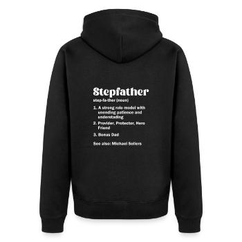 Stepfather Father Stepdad Papa Father's Day Gift - Unisex Premium Organic Zip Hoodie - black - Back - Nico (187cm)
