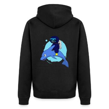 Scuba Diving Sloth Lazy Animal Diving I Gift - Unisex Premium Organic Zip Hoodie - black - Back - Nico (187cm)