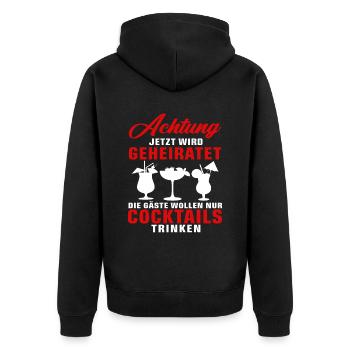 Hochzeit Heiraten Junggesellenabschied Spruch - Unisex Premium Bio Zip Hoodie - Schwarz - Hinten - Nico (187cm)