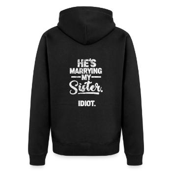 Bruder - Unisex Premium Bio Zip Hoodie - Schwarz - Hinten - Nico (187cm)