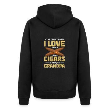 Zigarre Rauchen Raucher Tabak Zigarren Geschenk - Unisex Premium Bio Zip Hoodie - Schwarz - Hinten - Nico (187cm)