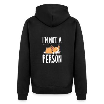 Corgi - Unisex Premium Bio Zip Hoodie - Schwarz - Hinten - Nico (187cm)
