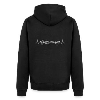 Restaurant Wirt Koch Herzschlag Gastronomin - Unisex Premium Bio Zip Hoodie - Schwarz - Hinten - Nico (187cm)