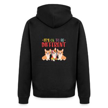 Corgi - Unisex Premium Bio Zip Hoodie - Schwarz - Hinten - Nico (187cm)