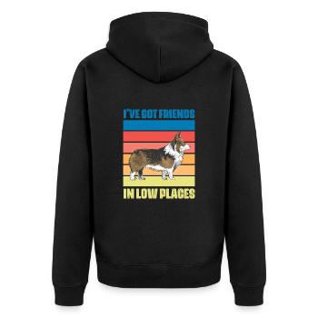 Corgi - Unisex Premium Bio Zip Hoodie - Schwarz - Hinten - Nico (187cm)