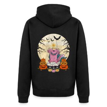 Cute Halloween Axolotl Scary Pumpkins - Unisex Premium Bio Zip Hoodie - Schwarz - Hinten - Nico (187cm)