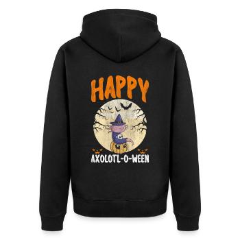 Halloween Axolotl Scary Pumpkins & Skull - Unisex Premium Organic Zip Hoodie - black - Back - Nico (187cm)