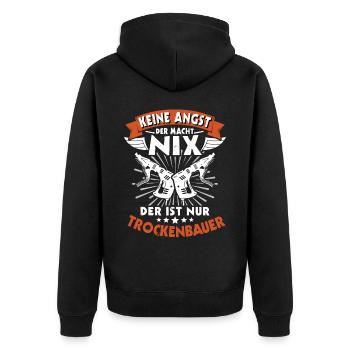 Trockenbauer Beruf Trockenbaumonteur Trockenbau - Unisex Premium Bio Zip Hoodie - Schwarz - Hinten - Nico (187cm)