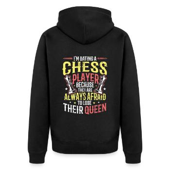 Dating mit einer Schachspielerin Schachfrau - Unisex Premium Bio Zip Hoodie - Schwarz - Hinten - Nico (187cm)