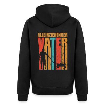 Alleinziehender Vater Vatertag Vatertagsgeschenk - Unisex Premium Bio Zip Hoodie - Schwarz - Hinten - Nico (187cm)