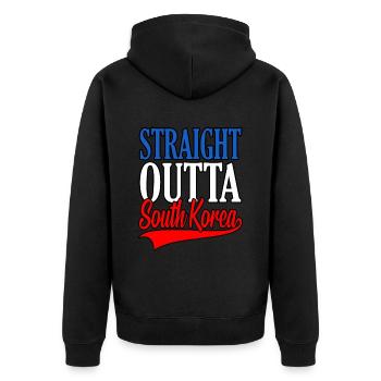 Südkorea - Unisex Premium Bio Zip Hoodie - Schwarz - Hinten - Nico (187cm)