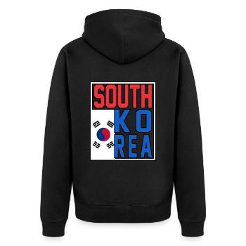 Südkorea - Unisex Premium Bio Zip Hoodie - Schwarz - Hinten - Nico (187cm)