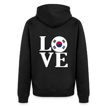 Südkorea - Unisex Premium Bio Zip Hoodie - Schwarz - Hinten - Nico (187cm)