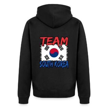 Südkorea - Unisex Premium Bio Zip Hoodie - Schwarz - Hinten - Nico (187cm)