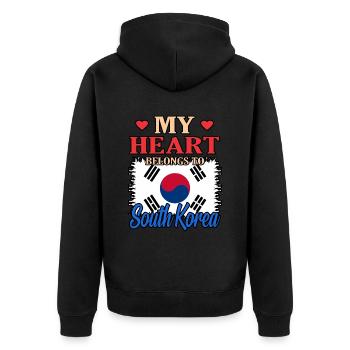 Süd Korea - Unisex Premium Bio Zip Hoodie - Schwarz - Hinten - Nico (187cm)