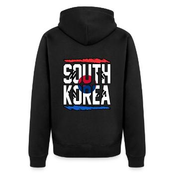 Südkorea - Unisex Premium Bio Zip Hoodie - Schwarz - Hinten - Nico (187cm)