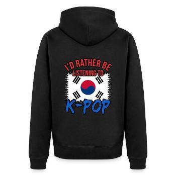 Südkorea - Unisex Premium Bio Zip Hoodie - Schwarz - Hinten - Nico (187cm)