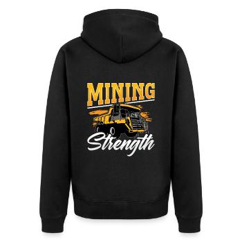 Mining Trucker Mining Strength Coal Mine Truck - Unisex Premium Organic Zip Hoodie - black - Back - Nico (187cm)