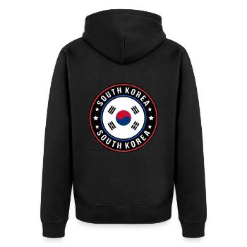 Südkorea - Unisex Premium Bio Zip Hoodie - Schwarz - Hinten - Nico (187cm)
