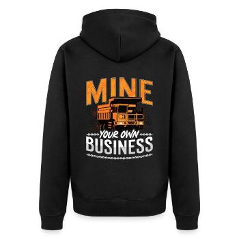 Mining Trucker Bauen Sie Ihren Eigenen Business - Unisex Premium Bio Zip Hoodie - Schwarz - Hinten - Nico (187cm)