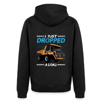 Mining Trucker Ich Habe Gerade Einen Load Mine - Unisex Premium Bio Zip Hoodie - Schwarz - Hinten - Nico (187cm)