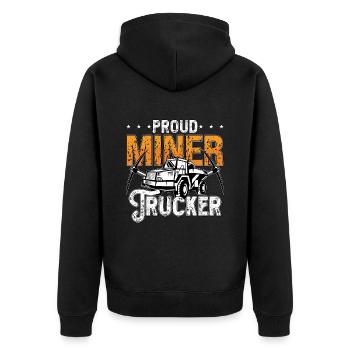 Bergbau-Fernlastfahrer Stolzer Bergmann-LKW - Unisex Premium Bio Zip Hoodie - Schwarz - Hinten - Nico (187cm)