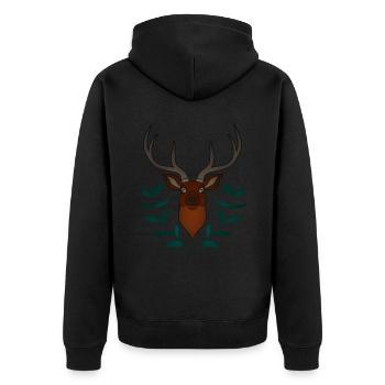 Bois de cerf rouge avec des bois de cerf - Veste à capuche bio Premium Unisexe - noir - Dos - Nico (187cm)