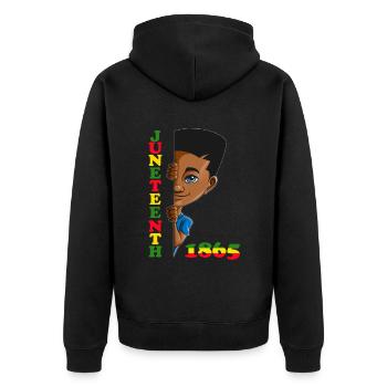 Le garçon ne cache plus Juneteenth 1865 - Veste à capuche bio Premium Unisexe - noir - Dos - Nico (187cm)