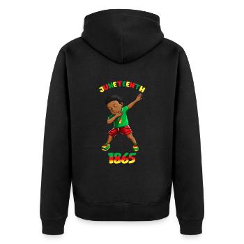 Black Boy Juneteenth 1865 Freiheit Freedom Day - Unisex Premium Organic Zip Hoodie - black - Back - Nico (187cm)