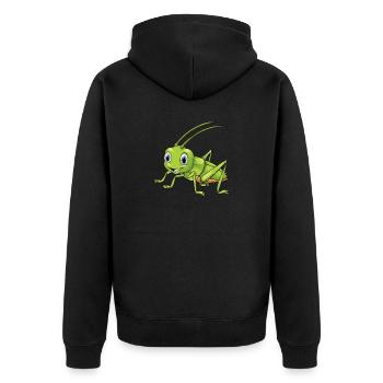 Grashüpfer I Zikade Insekten Motiv für - Unisex Premium Bio Zip Hoodie - Schwarz - Hinten - Nico (187cm)