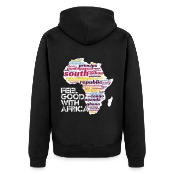 Afrika Zimbabwe Urlaub Geschenk T-shirt - Unisex Premium Bio Zip Hoodie - Schwarz - Hinten - Nico (187cm)