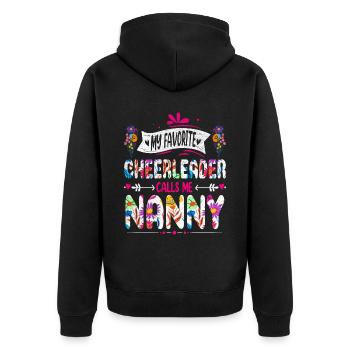 Ma pom-pom girl préférée m’appelle nounou pour - Veste à capuche bio Premium Unisexe - noir - Dos - Nico (187cm)