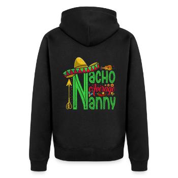 Nacho, Average Nanny For - Unisex Premium Organic Zip Hoodie - black - Back - Nico (187cm)