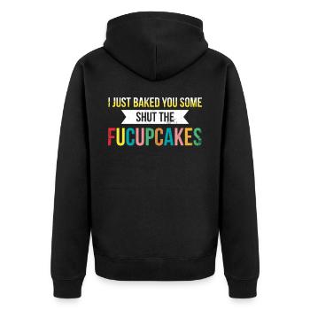 Ich Habe Dir Gerade Etwas Zum Bäcker Oder Backen - Unisex Premium Bio Zip Hoodie - Schwarz - Hinten - Nico (187cm)