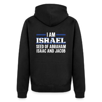 I Am Israel Jerusalem Jewish Country Israelite - Unisex Premium Organic Zip Hoodie - black - Back - Nico (187cm)