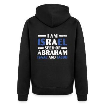 I Am Israel Jerusalem Jewish Country Israelite - Unisex Premium Organic Zip Hoodie - black - Back - Nico (187cm)