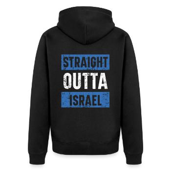 Straight Outta Israël Juif Juif Pays Israélite - Veste à capuche bio Premium Unisexe - noir - Dos - Nico (187cm)