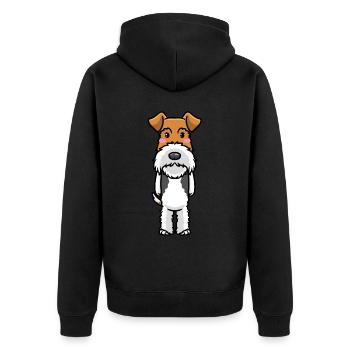 Foxterrier Drahthaar Hund Emoticon Hunde - Unisex Premium Bio Zip Hoodie - Schwarz - Hinten - Nico (187cm)