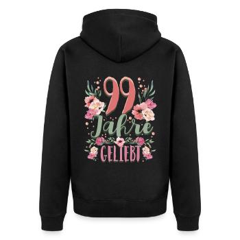 99 Jahre Geliebt 99. Geburtstag Geburtstagsparty - Unisex Premium Bio Zip Hoodie - Schwarz - Hinten - Nico (187cm)