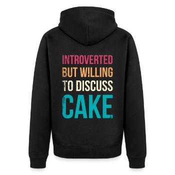 Introverted but ready to work for Baker Or - Unisex Premium Organic Zip Hoodie - black - Back - Nico (187cm)